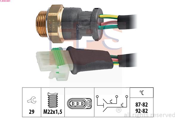 EPS 1.850.661 - Термовимикач, вентилятор радіатора / кондиціонера autocars.com.ua