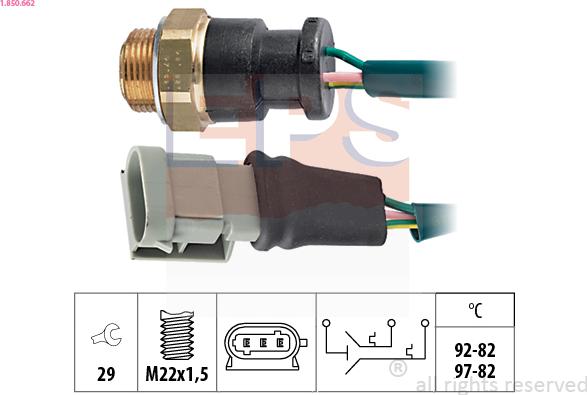 EPS 1.850.662 - Термовимикач, вентилятор радіатора / кондиціонера autocars.com.ua
