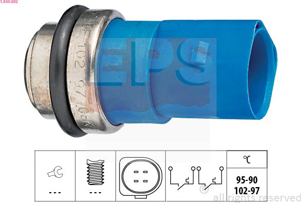 EPS 1.850.692 - Термовимикач, вентилятор радіатора / кондиціонера autocars.com.ua