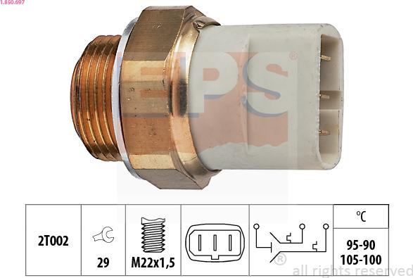 EPS 1.850.697 - Термовимикач, вентилятор радіатора / кондиціонера autocars.com.ua