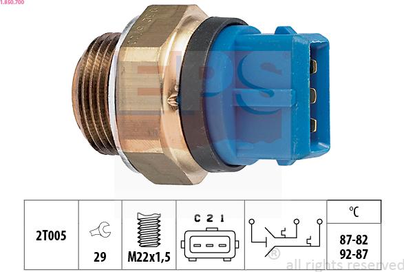EPS 1.850.700 - Термовимикач, вентилятор радіатора / кондиціонера autocars.com.ua