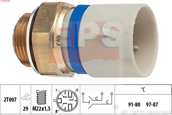EPS 1.850.701 - Термовимикач, вентилятор радіатора / кондиціонера autocars.com.ua