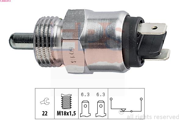 EPS 1.860.013 - Датчик, контактний перемикач, фара заднього ходу autocars.com.ua