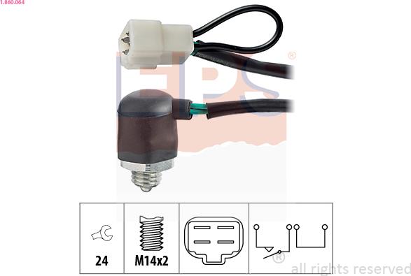 EPS 1.860.064 - Датчик, контактний перемикач, фара заднього ходу autocars.com.ua