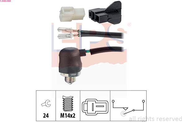 EPS 1.860.088 - Датчик, контактний перемикач, фара заднього ходу autocars.com.ua