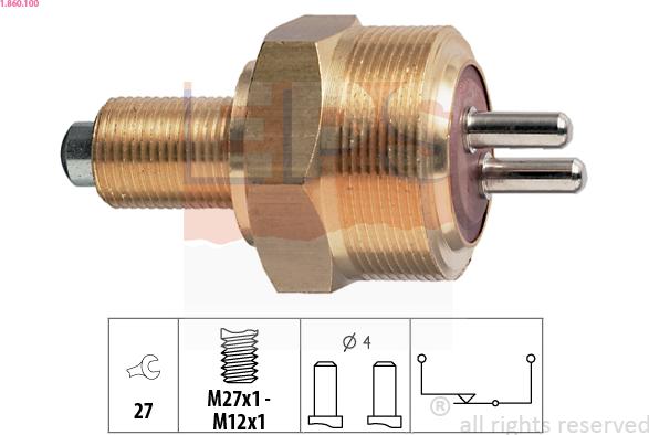 EPS 1.860.100 - Датчик, контактний перемикач, фара заднього ходу autocars.com.ua