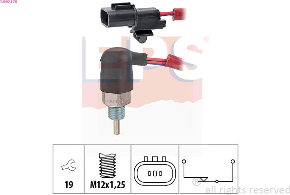 EPS 1.860.176 - Датчик, контактний перемикач, фара заднього ходу autocars.com.ua