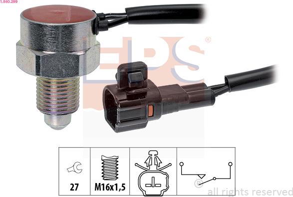 EPS 1.860.299 - Датчик, контактний перемикач, фара заднього ходу autocars.com.ua