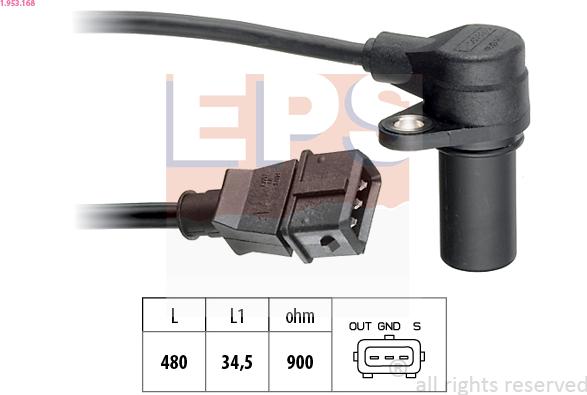 EPS 1.953.168 - Датчик імпульсів, колінчастий вал autocars.com.ua