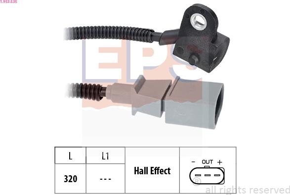 EPS 1.953.535 - Датчик положення розпод.валу Audi A3 2.0 TDI 05-. Skoda Fabia 1.4TDI. Seat Altea 1.9 TDI. 05- autocars.com.ua