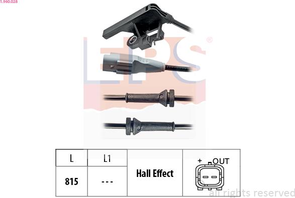 EPS 1.960.028 - Датчик ABS, частота вращения колеса autodnr.net