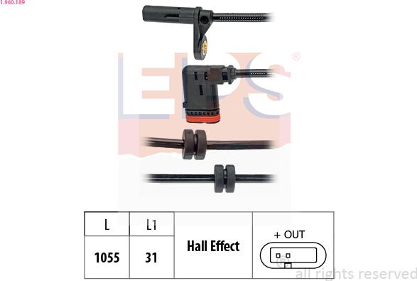 EPS 1.960.189 - Датчик ABS, частота вращения колеса avtokuzovplus.com.ua