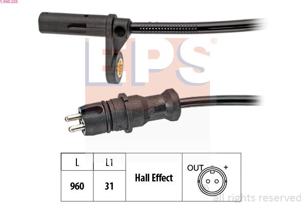 EPS 1.960.225 - Датчик ABS, частота обертання колеса autocars.com.ua