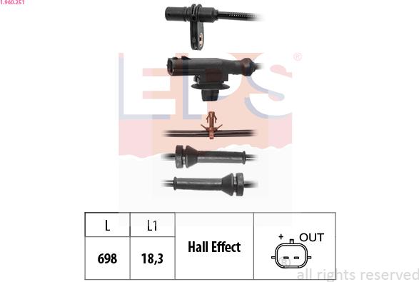 EPS 1.960.251 - Датчик ABS, частота обертання колеса autocars.com.ua