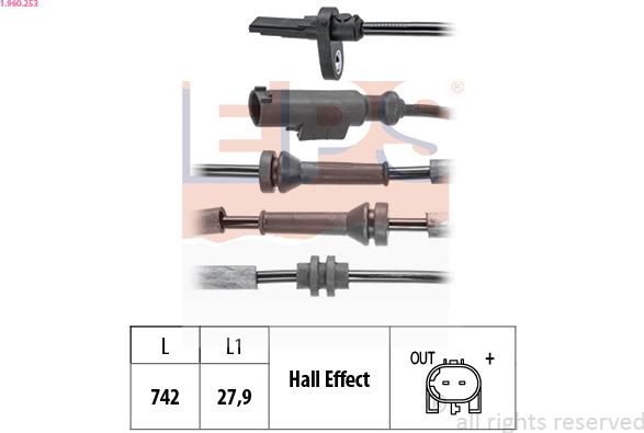 EPS 1.960.253 - Датчик ABS, частота обертання колеса autocars.com.ua