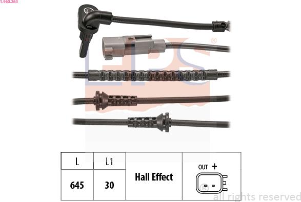 EPS 1.960.263 - Датчик ABS, частота обертання колеса autocars.com.ua