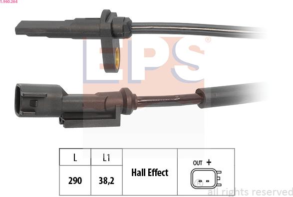 EPS 1.960.264 - Датчик ABS, частота обертання колеса autocars.com.ua