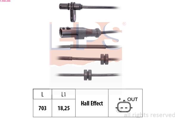 EPS 1.960.266 - Датчик ABS, частота обертання колеса autocars.com.ua
