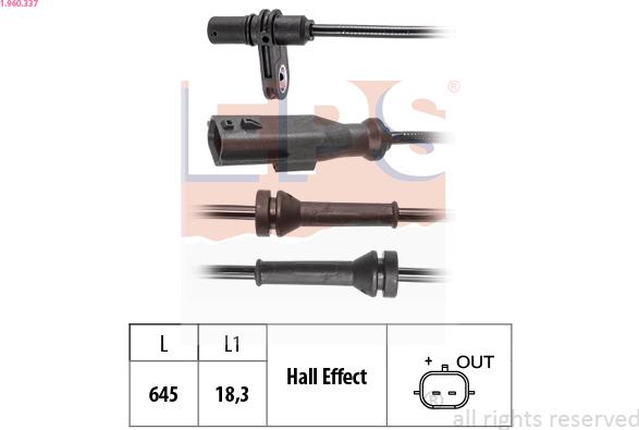EPS 1.960.337 - Датчик ABS, частота обертання колеса autocars.com.ua