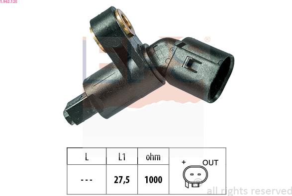 EPS 1.962.125 - Датчик ABS, частота обертання колеса autocars.com.ua