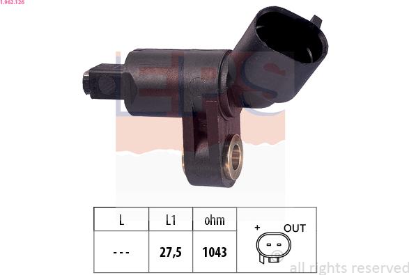 EPS 1.962.126 - Датчик ABS, частота обертання колеса autocars.com.ua