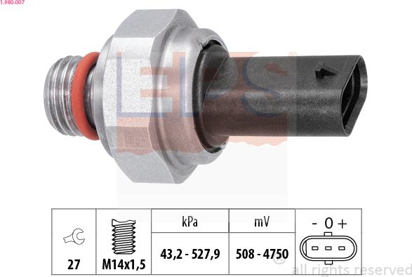 EPS 1.980.007 - Датчик, тиск вихлопних газів autocars.com.ua