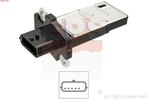 EPS 1.991.467 - Датчик потоку, маси повітря autocars.com.ua