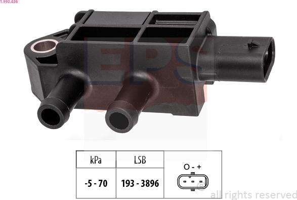 EPS 1.993.436 - Датчик, тиск вихлопних газів autocars.com.ua