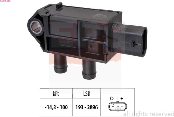 EPS 1.993.440 - Датчик, тиск вихлопних газів autocars.com.ua