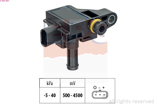 EPS 1.993.441 - Датчик, тиск вихлопних газів autocars.com.ua