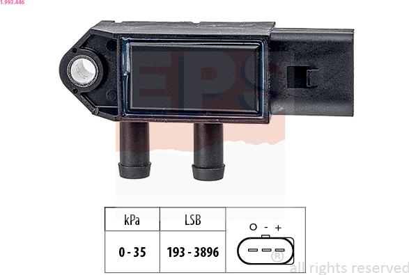 EPS 1.993.446 - Датчик, тиск вихлопних газів autocars.com.ua