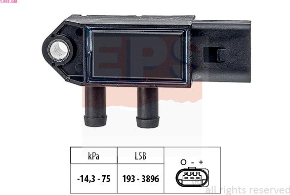 EPS 1.993.448 - Датчик, тиск вихлопних газів autocars.com.ua