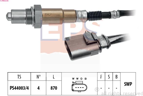 EPS 1.998.535 - Лямбда-зонд autocars.com.ua