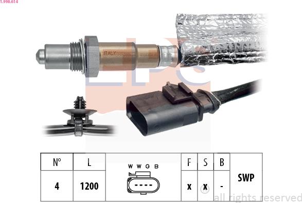 EPS 1.998.614 - Лямбда-зонд autocars.com.ua
