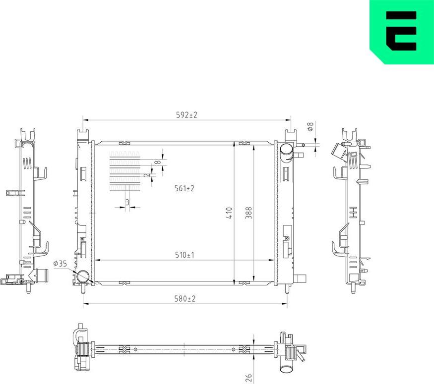 ERA 673044 - Радіатор, охолодження двигуна autocars.com.ua
