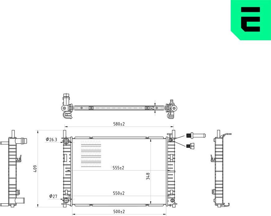 ERA 673132 - Радіатор, охолодження двигуна autocars.com.ua