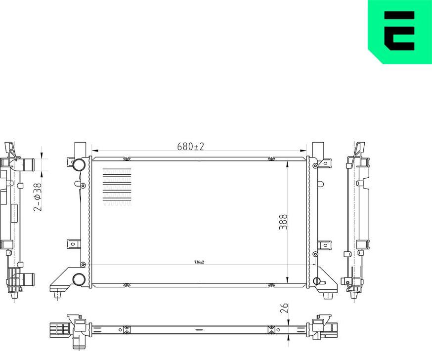 ERA 673216 - Радіатор, охолодження двигуна autocars.com.ua