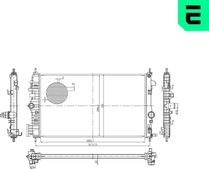 ERA 673296 - Радіатор, охолодження двигуна autocars.com.ua
