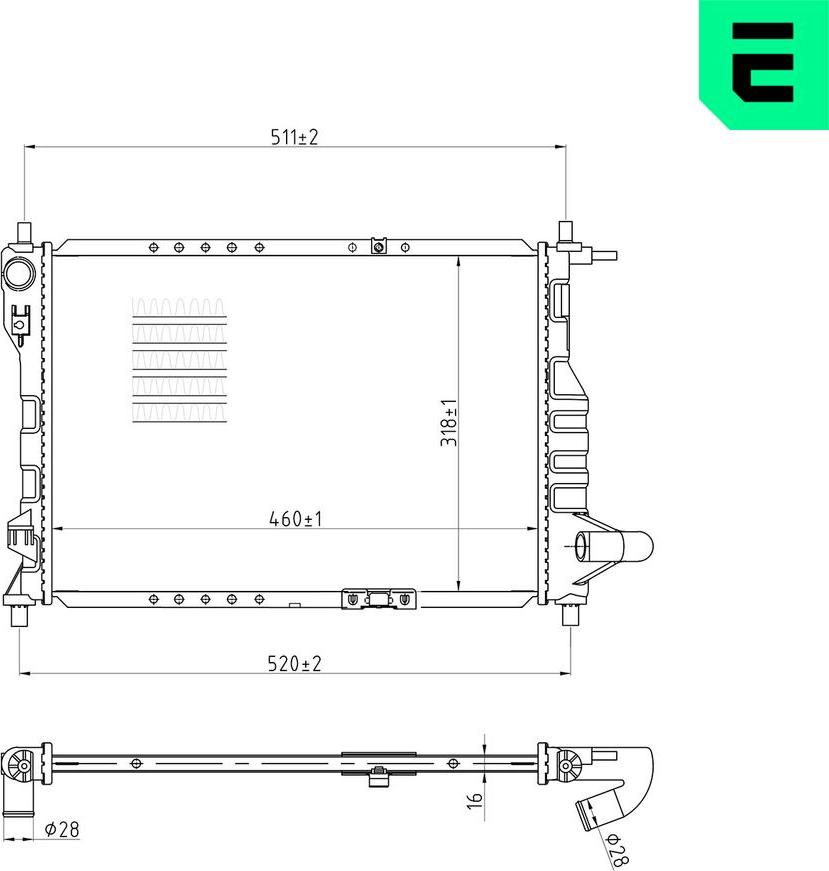 ERA 673428 - Радіатор, охолодження двигуна autocars.com.ua