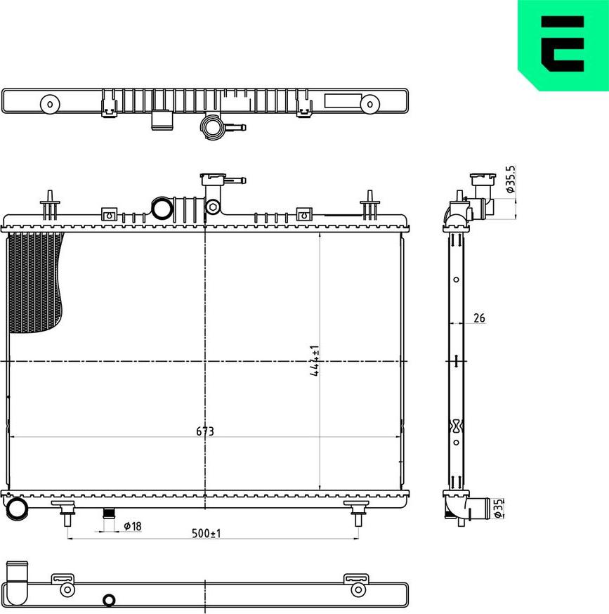 ERA 673446 - Радіатор, охолодження двигуна autocars.com.ua