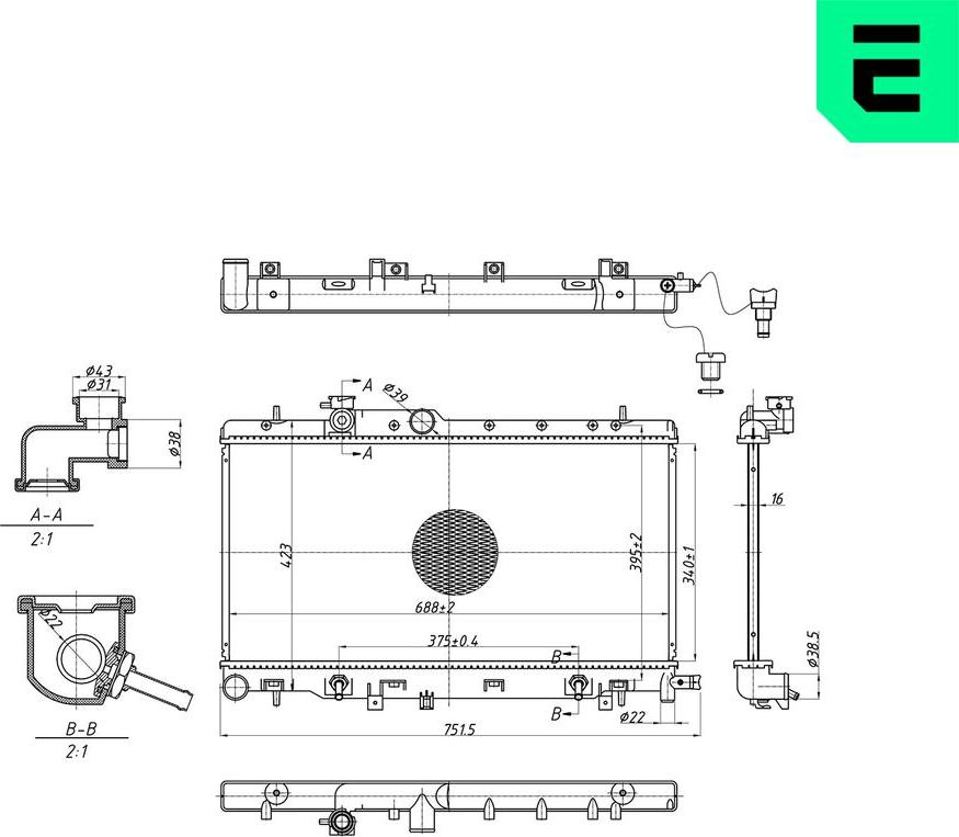 ERA 673467 - Радіатор, охолодження двигуна autocars.com.ua