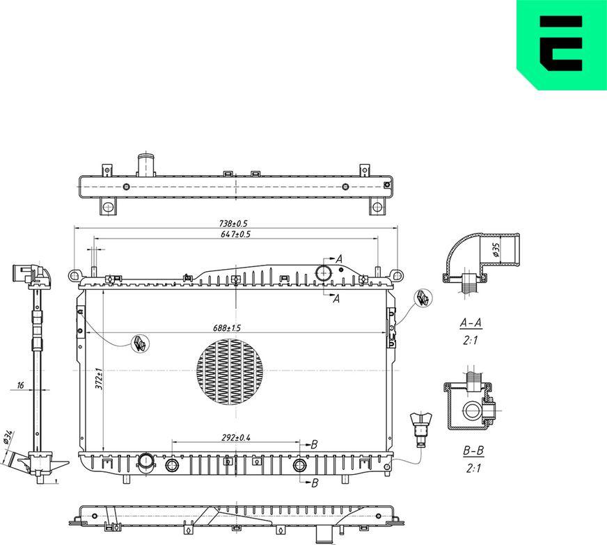 ERA 673527 - Радіатор, охолодження двигуна autocars.com.ua