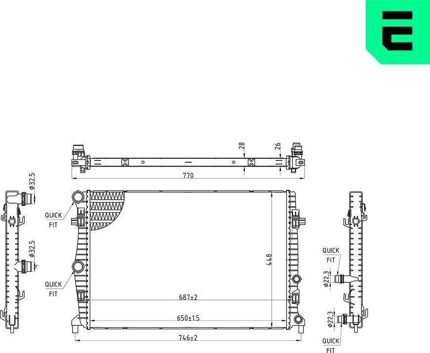 ERA 673539 - Радіатор, охолодження двигуна autocars.com.ua