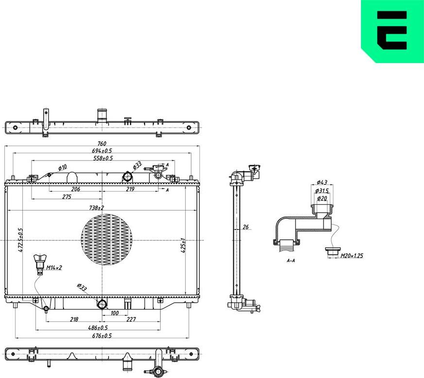 ERA 673559 - Радіатор, охолодження двигуна autocars.com.ua