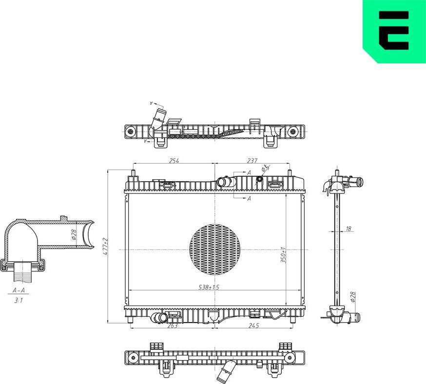 ERA 673574 - Радіатор, охолодження двигуна autocars.com.ua