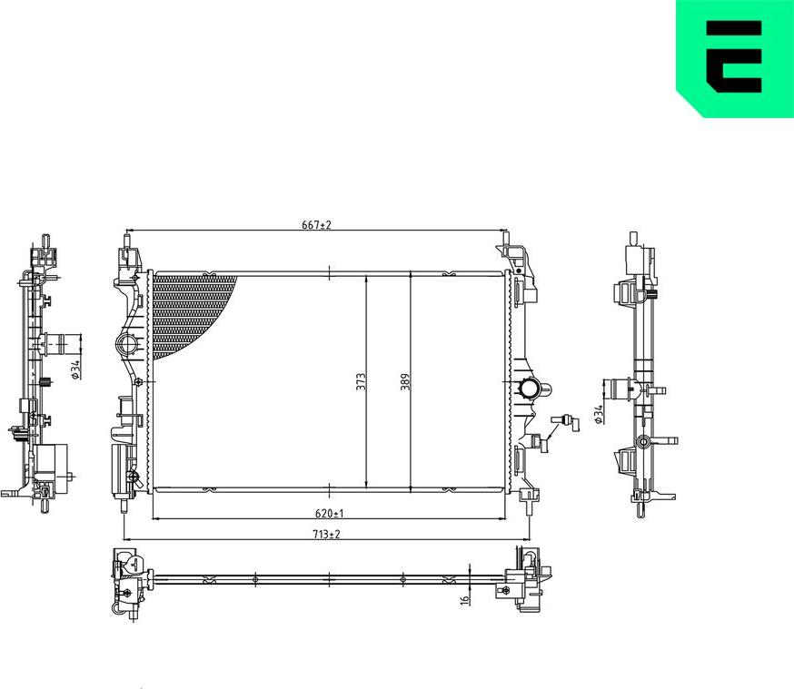 ERA 673593 - Радіатор, охолодження двигуна autocars.com.ua