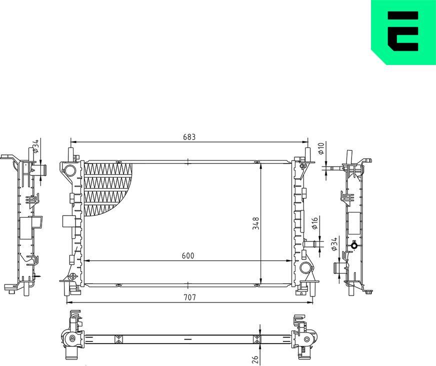 ERA 673662 - Радіатор, охолодження двигуна autocars.com.ua