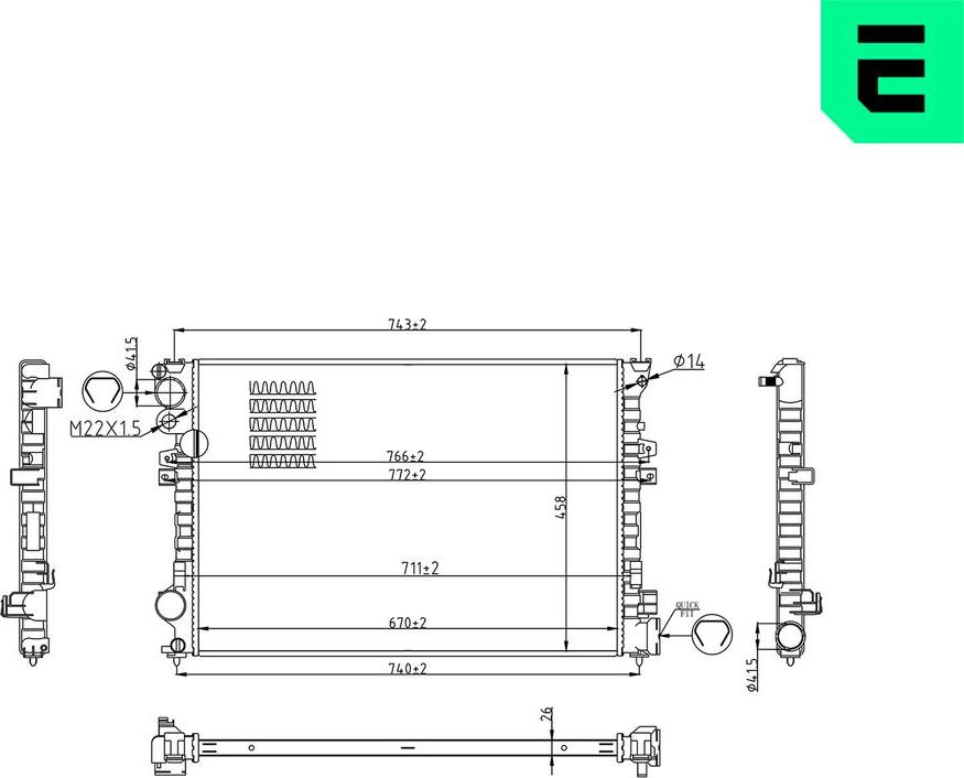 ERA 673671 - Радіатор, охолодження двигуна autocars.com.ua