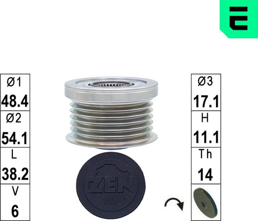 ERA ZN5719 - Ремінний шків, генератор autocars.com.ua