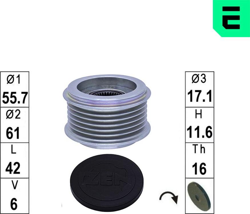 ERA ZN5726 - Ремінний шків, генератор autocars.com.ua
